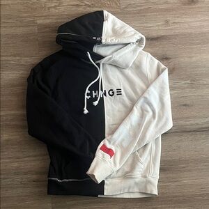 CHNGE Two-Tone Black and White Hoodie Embroidered on back